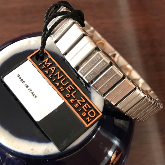 18K & SS stunning cabochon stones bracelet ITALY - Picture 9 of 13